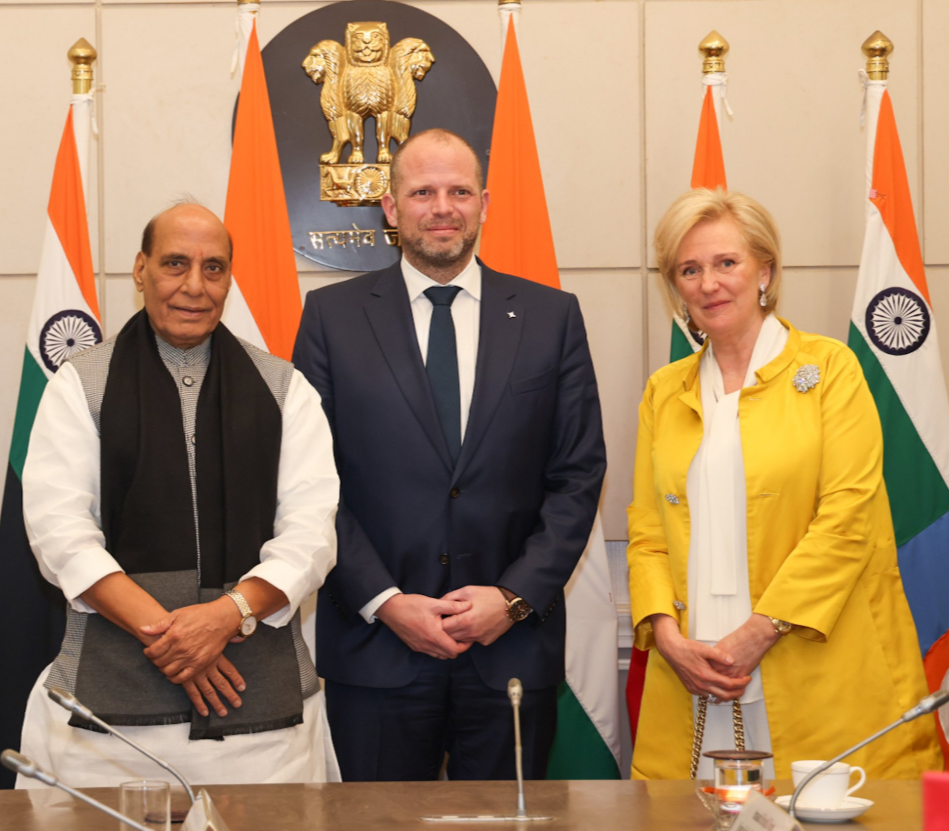 Raksha Mantri Meets Princess Astrid of Belgium and Defence Minister in New Delhi